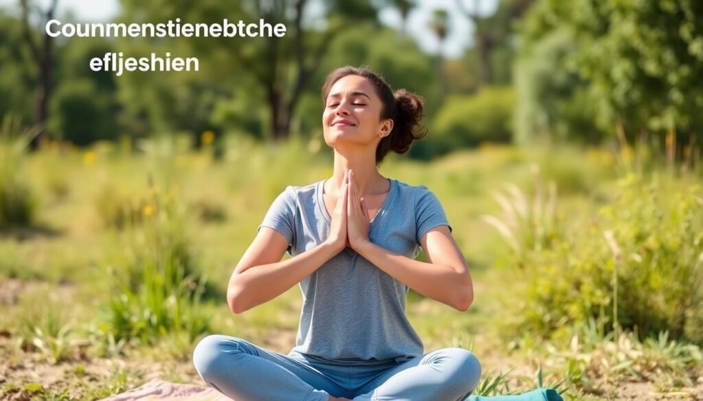 Person practicing deep breathing exercises outdoors