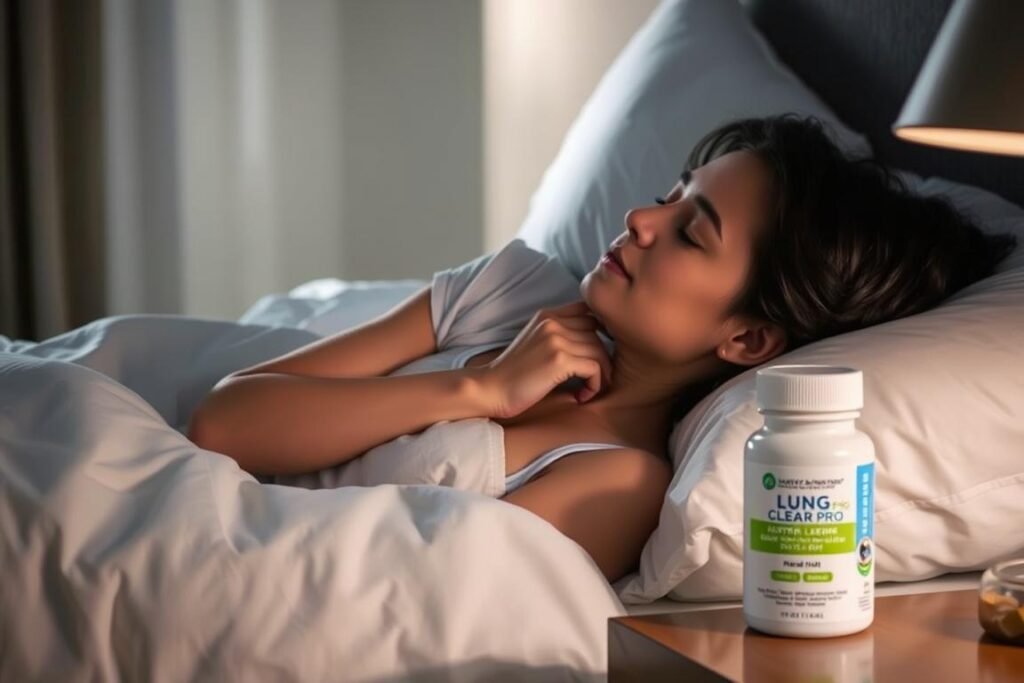 Person sleeping peacefully after using Lung Clear Pro