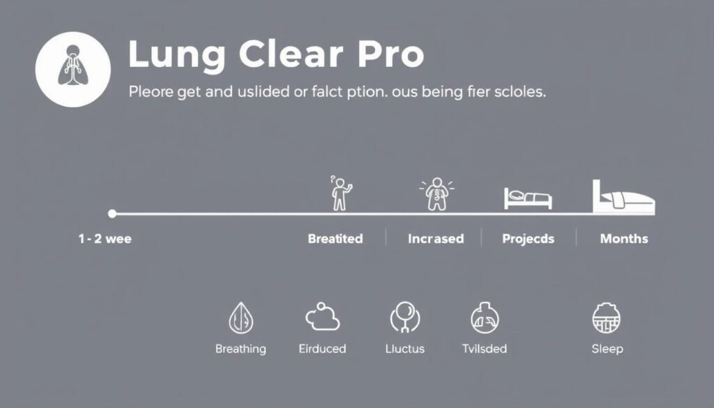 Timeline showing progressive benefits of Lung Clear Pro