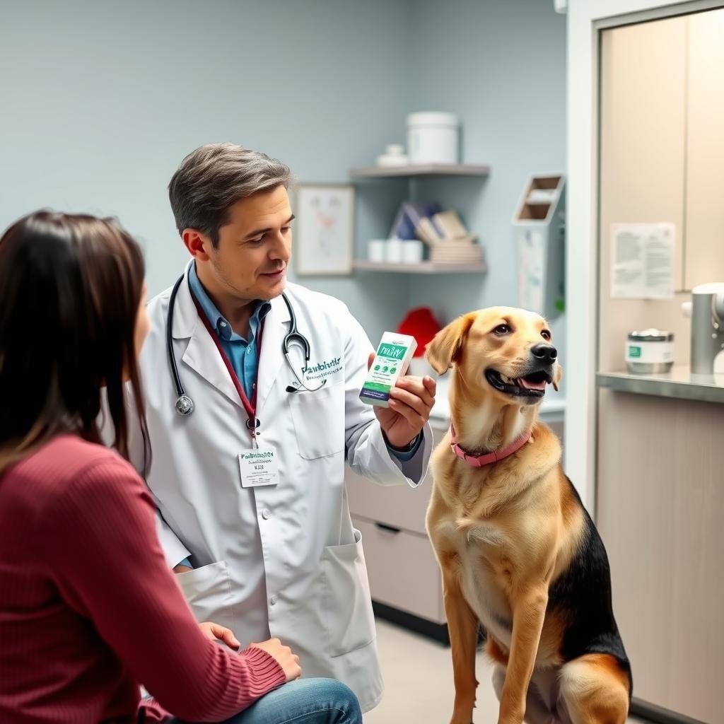 Veterinarian recommending Pawbiotix to a dog owner