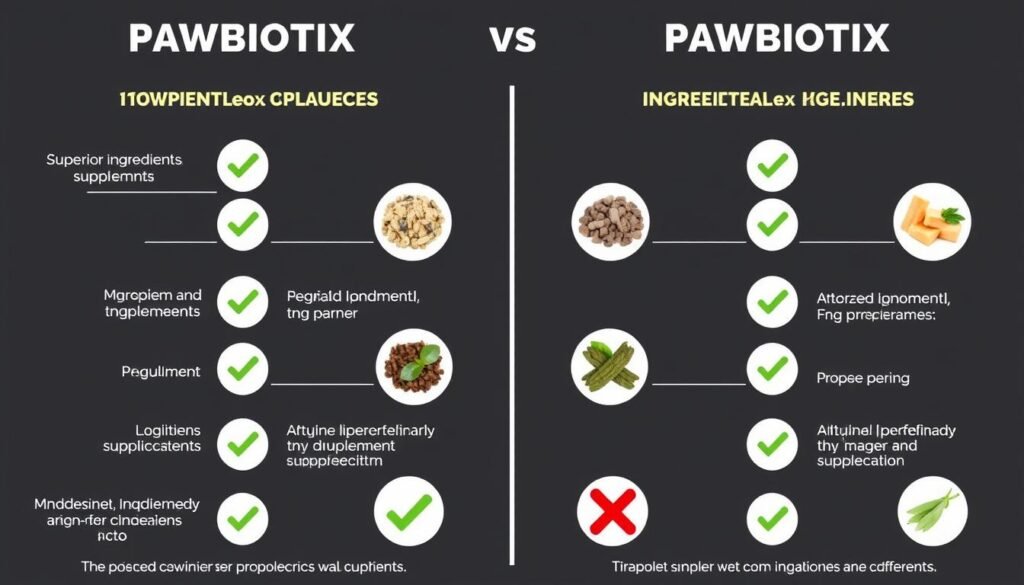 Visual comparison of Pawbiotix ingredients versus traditional pet supplements