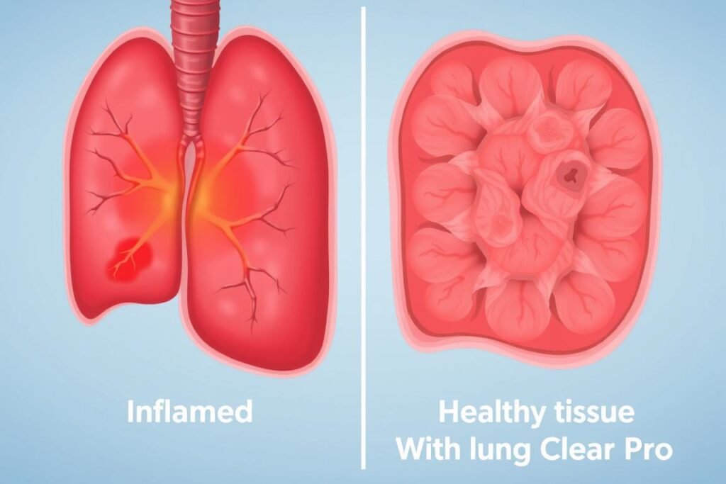Visual representation of reduced inflammation in respiratory tissues
